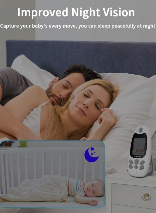 2 Way Talk Video Baby Monitor with Camera, 2.0 in LCD Screen Night Vision Temperature Monitoring, Baby Safety Camera Vividly Showing The Baby Sleeping Status