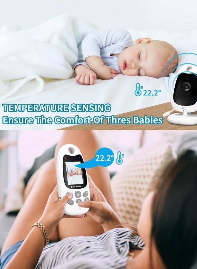 2 Way Talk Video Baby Monitor with Camera, 2.0 in LCD Screen Night Vision Temperature Monitoring, Baby Safety Camera Vividly Showing The Baby Sleeping Status