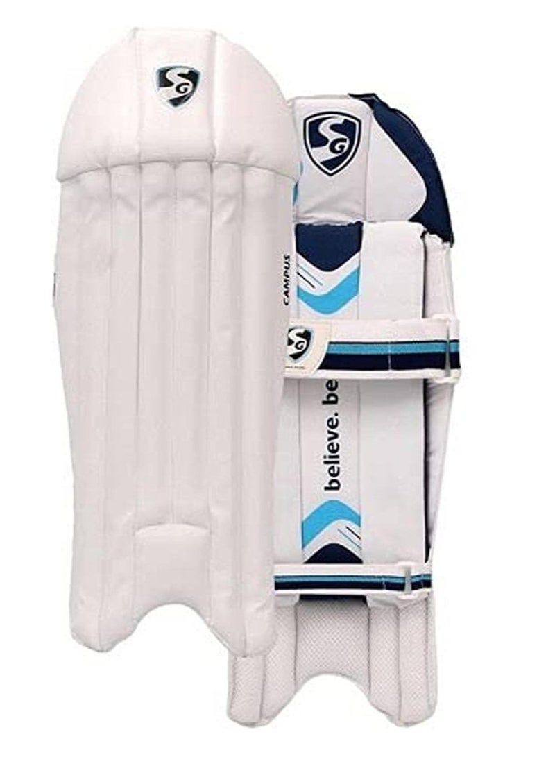 Campus Wicket Keeping Leg Guards, Junior | PVC | Shock absorption | Hook & Look | Cricket