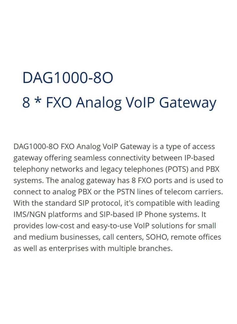 Dinstar DAG1000-8O FXO Analog VoIP Gateway Simple Operation