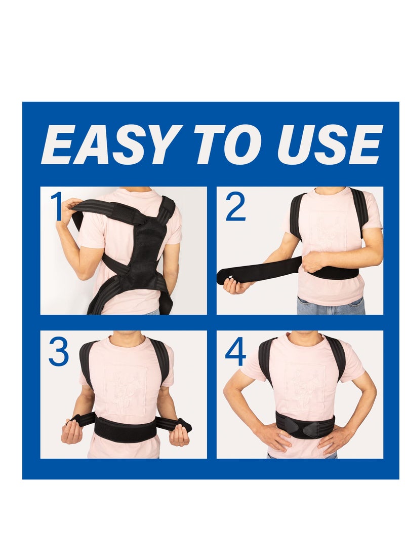 Posture Corrector, for Women and Men Back Straightener Posture Corrector Adjustable Size Back Brace for Posture Providing Pain Relief from Neck Shoulder and Upper Back (Large)