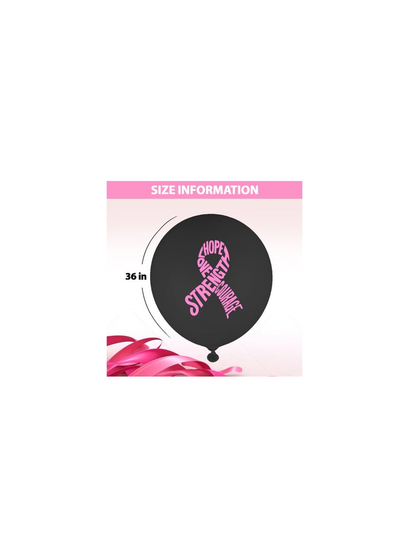 BreastCancer Awareness Balloons Pack of 60 Pcs - Party Decorations Balloons - Ideal for Charity Events, Fundraisers - October PinkCancer Awareness Balloons (Black)