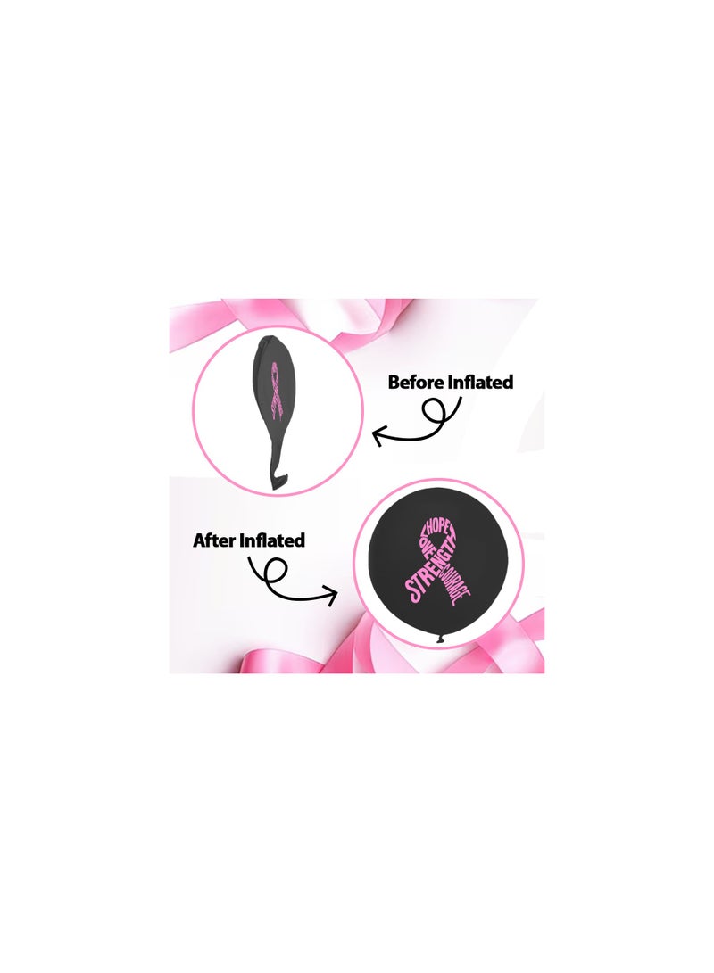 BreastCancer Awareness Balloons Pack of 60 Pcs - Party Decorations Balloons - Ideal for Charity Events, Fundraisers - October PinkCancer Awareness Balloons (Black)