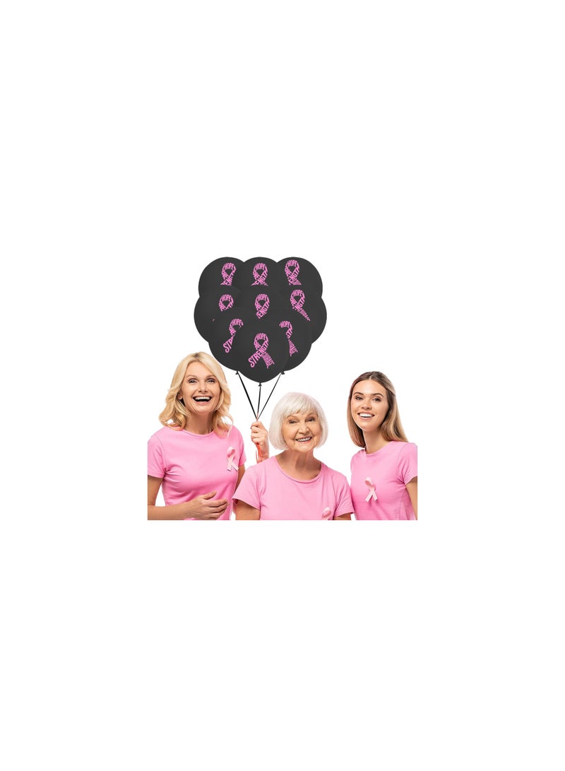 BreastCancer Awareness Balloons Pack of 60 Pcs - Party Decorations Balloons - Ideal for Charity Events, Fundraisers - October PinkCancer Awareness Balloons (Black)