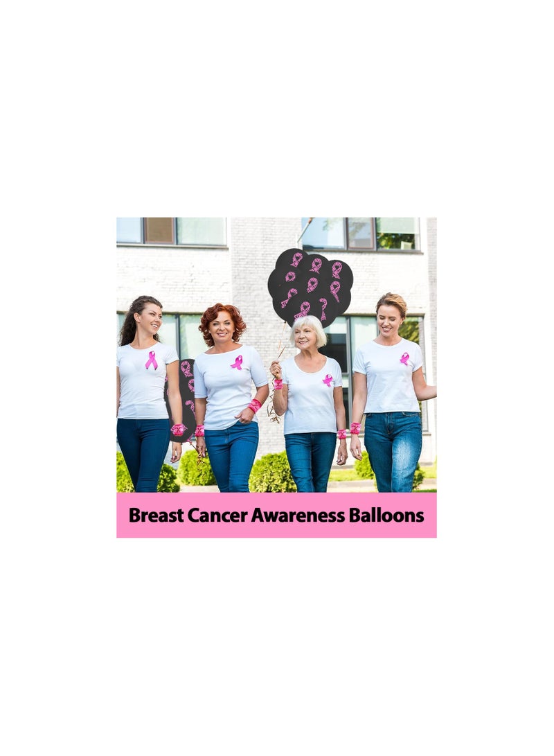 BreastCancer Awareness Balloons Pack of 60 Pcs - Party Decorations Balloons - Ideal for Charity Events, Fundraisers - October PinkCancer Awareness Balloons (Black)