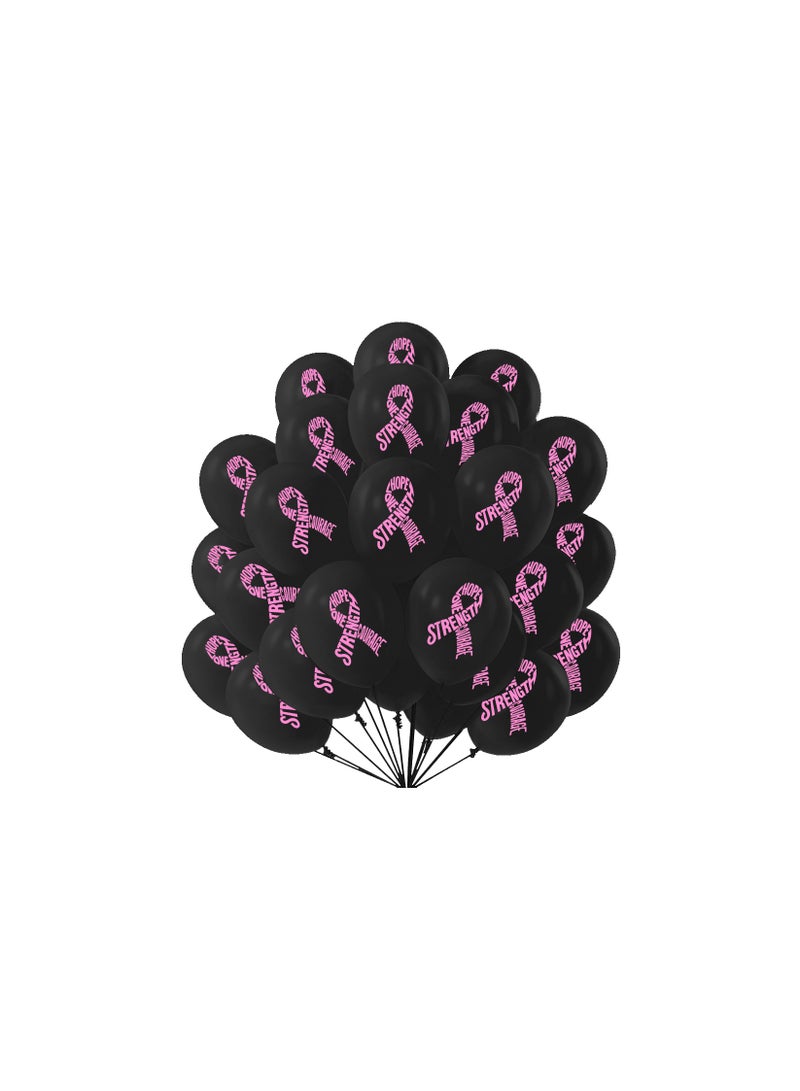 BreastCancer Awareness Balloons Pack of 60 Pcs - Party Decorations Balloons - Ideal for Charity Events, Fundraisers - October PinkCancer Awareness Balloons (Black)