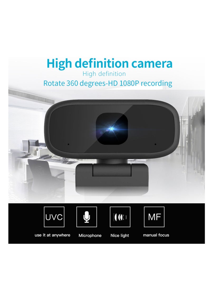 Full HD 1080P Webcam USB Mini Computer Camera Built-in Microphone Flexible Rotatable for Desktop