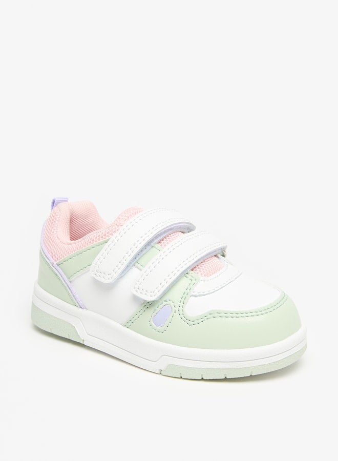 Colourblock Sneakers with Hook and Loop Closure