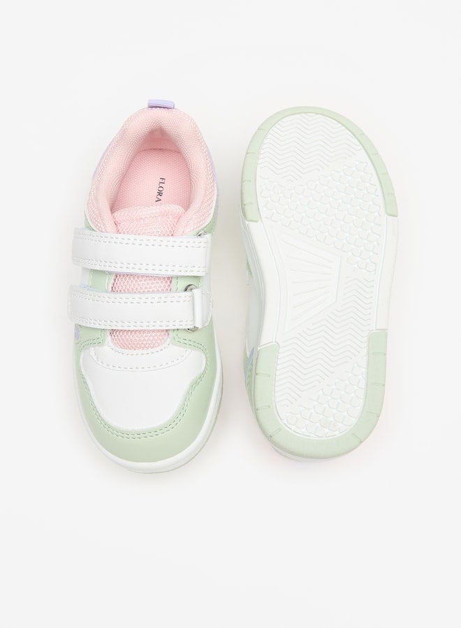 Colourblock Sneakers with Hook and Loop Closure