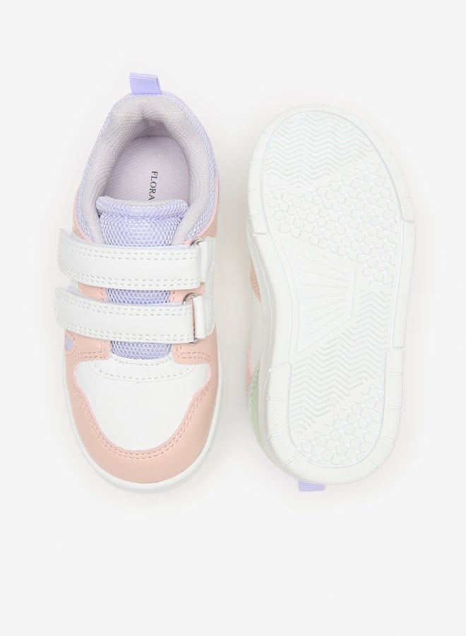 Colourblock Sneakers with Hook and Loop Closure