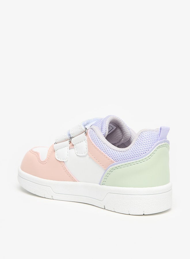 Colourblock Sneakers with Hook and Loop Closure