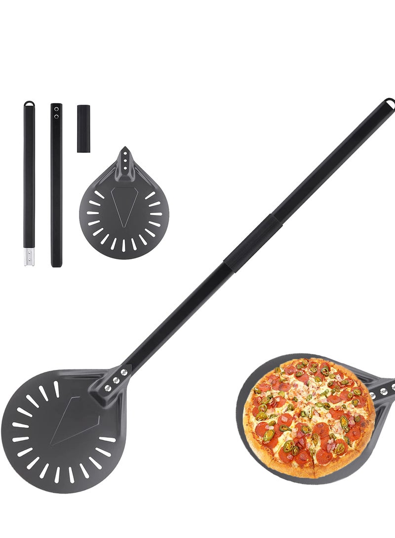 Aluminum Pizza Turning Peel 9 inches with Detachable Handle Outdoor Pizza Oven Accessories for Easy Storage 39 or 24 inches Long for Baking Pizza