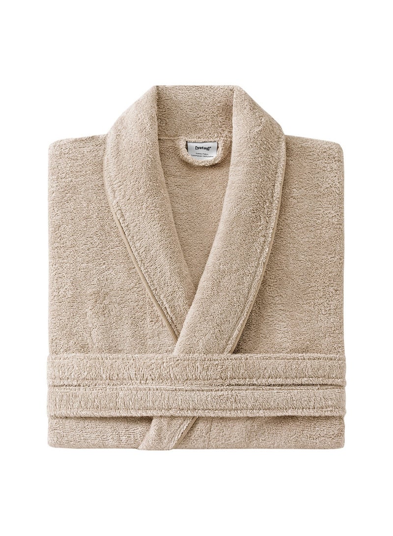 Essentials Beige Bathrobe - Luxurious, Soft, Absorbent Cotton Bathrobe by Yataş Bedding for Men and Women, Size XL