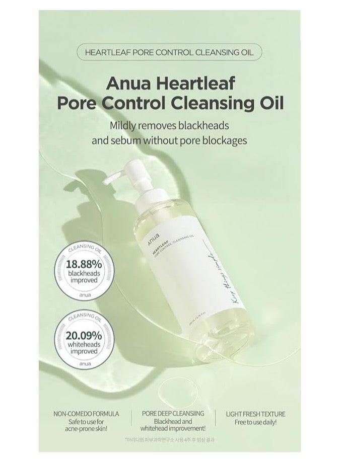 Heartleaf Pore Control Cleansing Oil Korean Facial Cleanser, Daily Makeup And Blackheads Removal 6.76 fl oz 200ml