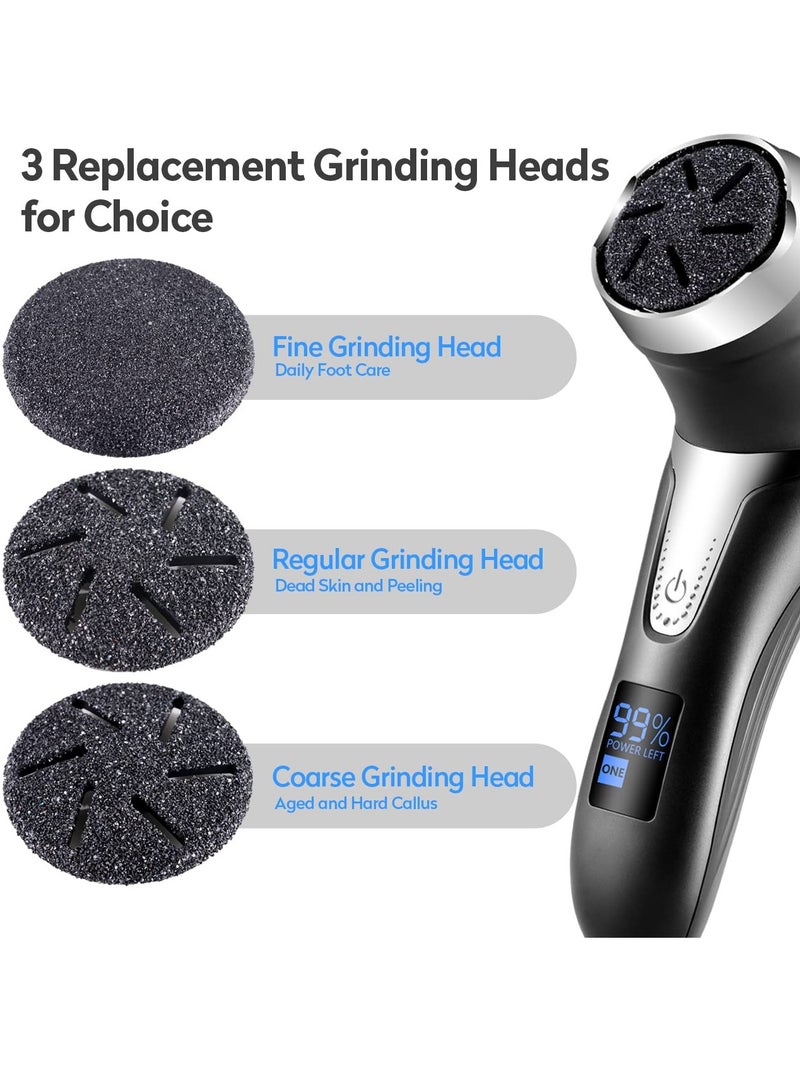 Foot Callus Remover Rechargeable Electric Foot File with Ergonomic design and Waterproof for Dry Hard Dead Skin and Cracked Heels Professional Pedicure Tool with 3 Grinding Heads and 2 Speeds