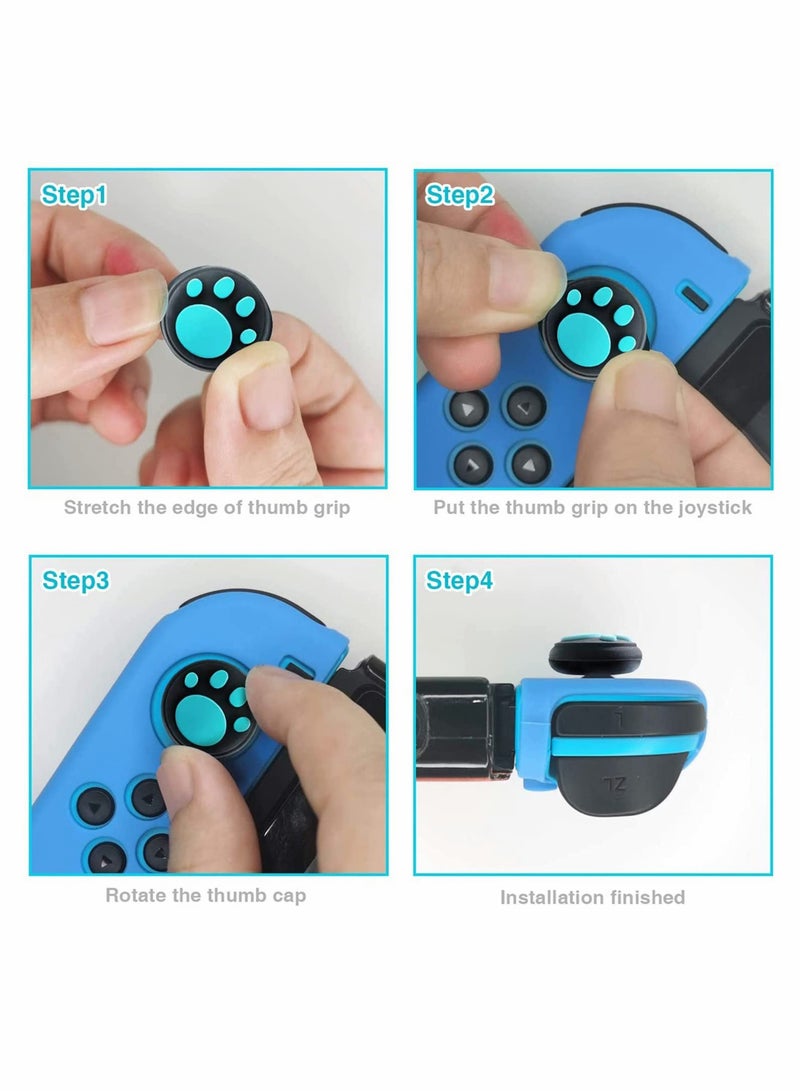 Thumb Grip Caps, Soft Silicone Analog Stick Covers, Cat Paw Joystick Analog Cap for Nintendo Switch & Lite, Soft Silicone Button Cover for Joy-Con Controller - 4 Pcs