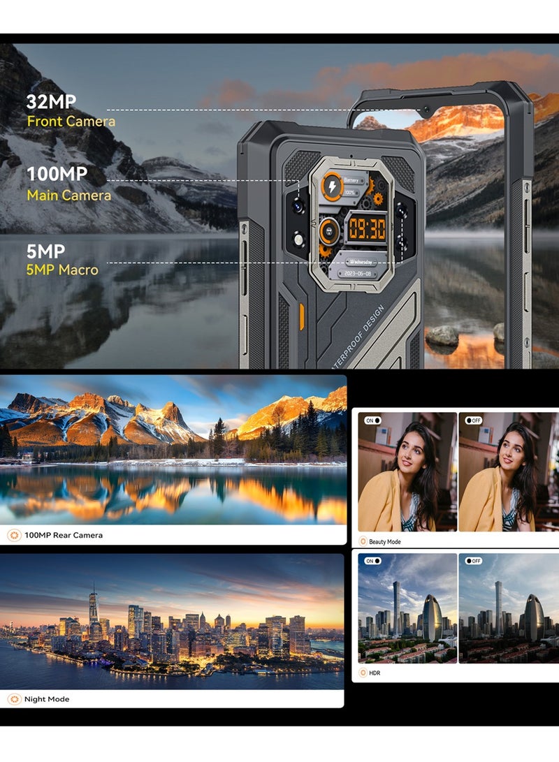 KingKong X Rugged Smart Phone 5G Android 14 16GB+256GB 2.4K 6.58-inch FHD+IPS Display Dual SIM 32MP+100MP Camera 10200mAh Battery NFC/ Fingerprint/ OTG Black