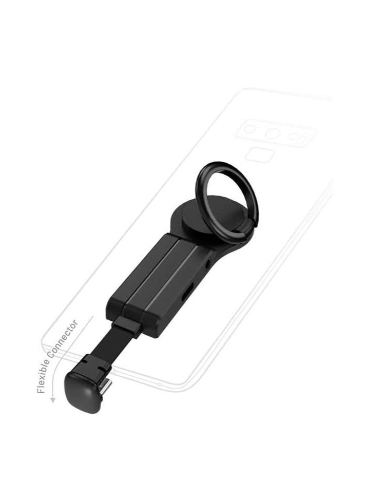 Type-C and 3.5mm Adapter with Finger Grip 2A - Black