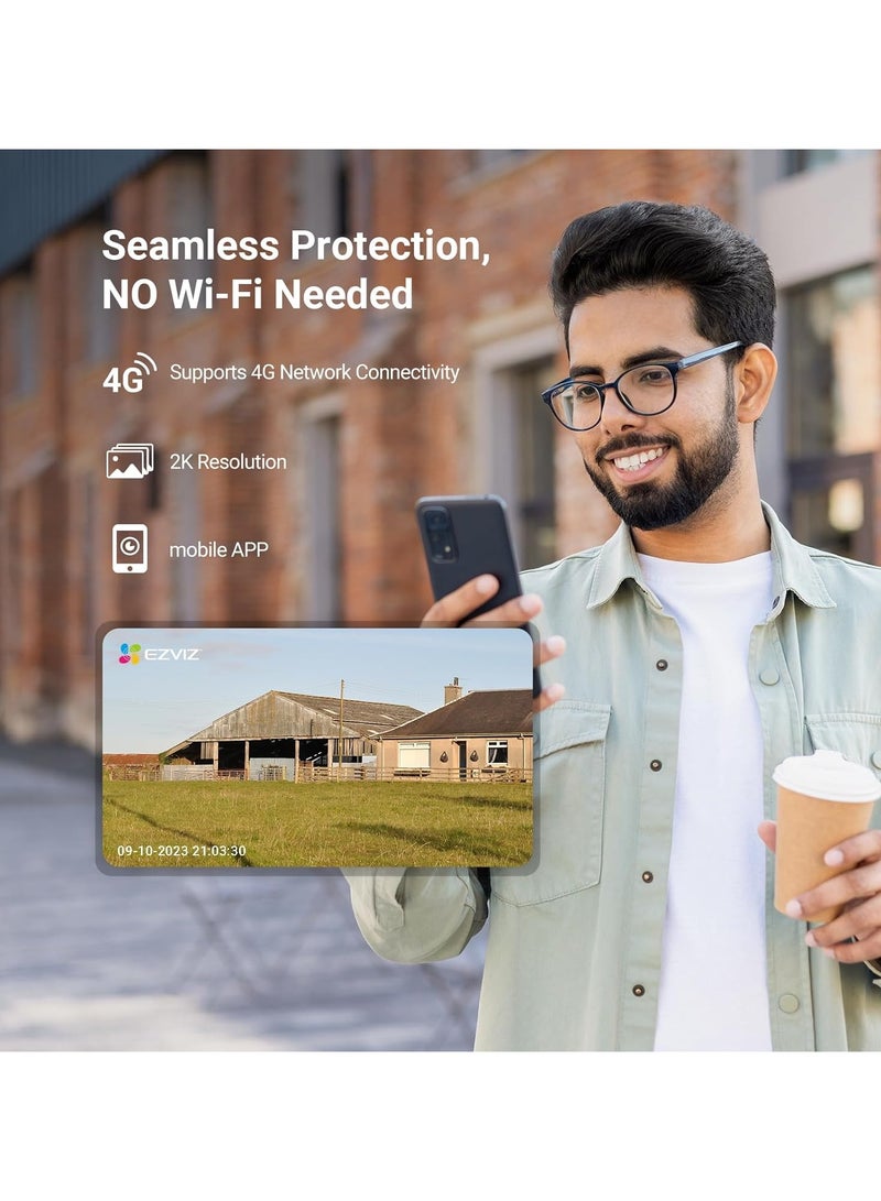 H8C 4G 2K Pan & Tilt 4G Camera with Auto-Tracking, 2 Way Talk, Color Night Vision, Active Defense with Siren & Strobe Light, Weatherproof, H.265 Video, Supports MicroSD Card, White