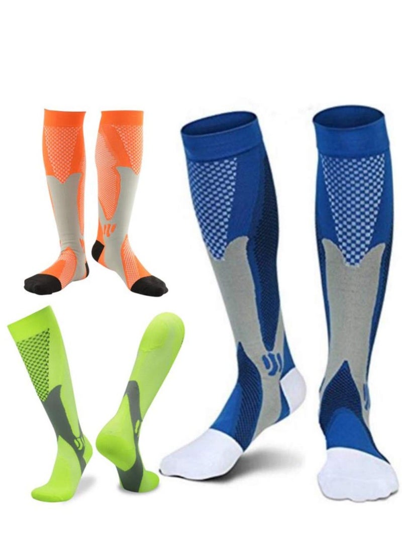 Compression Socks, 3 Pairs for Women and Men, Athletic, Travel, Running, Fitness, Flight Socks, Reduce Calf Pain Faster Recovery