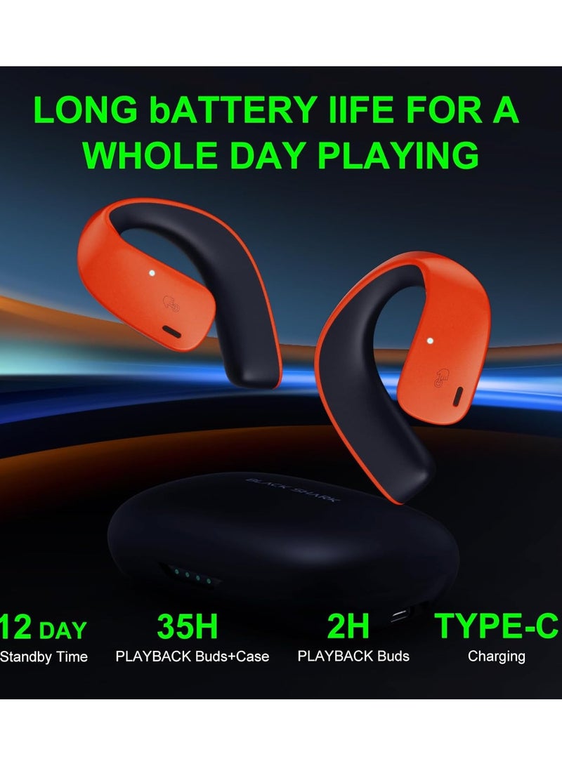 Black Shark Earphone T20 Earphone With Open Ear Wireless Earbuds Design, 35 Hours Long Battery Life, Strong 5.3 Bluetooth Connectivity, IPX67 Water Resistance and Comfortable and Lightweight Global Version 2024