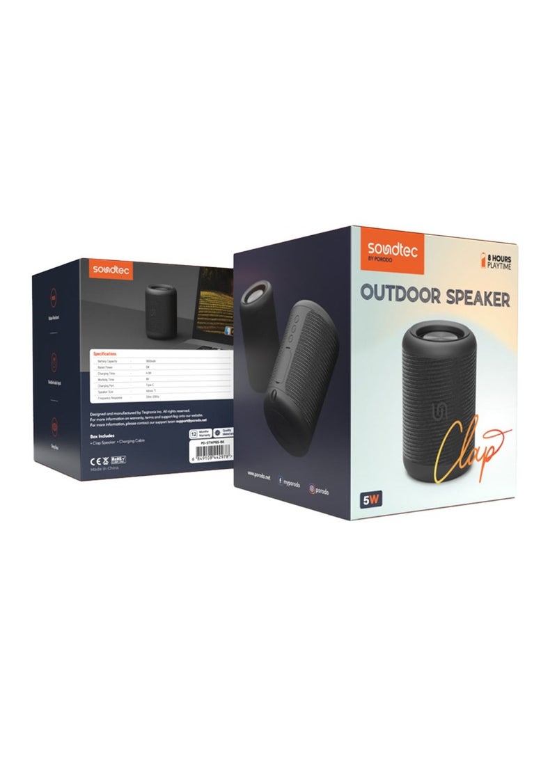 Soundtec Waterproof IP65 Portable Bluetooth Speaker - Black