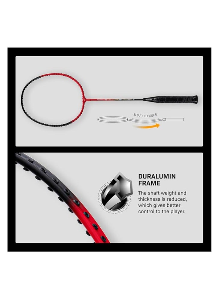 Powertek 100 (Set of 2) Badminton Racquet with Full Cover (Size: Standard, Grip Size: G5) | Strung | Material: Aluminium | Maximum Tension: 16-18lbs | for Intermediate player