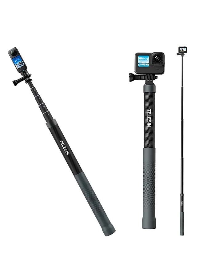 TELESIN Invisible Selfie Stick for GoPro Insta360 (120cm/47.2 inch), Lightweight Carbon Fiber Extension Pole for Go Pro Max Hero 11 10 9 8 7 6 5 One X2 X3 DJI Action 2 3 AKASO 360 Camera