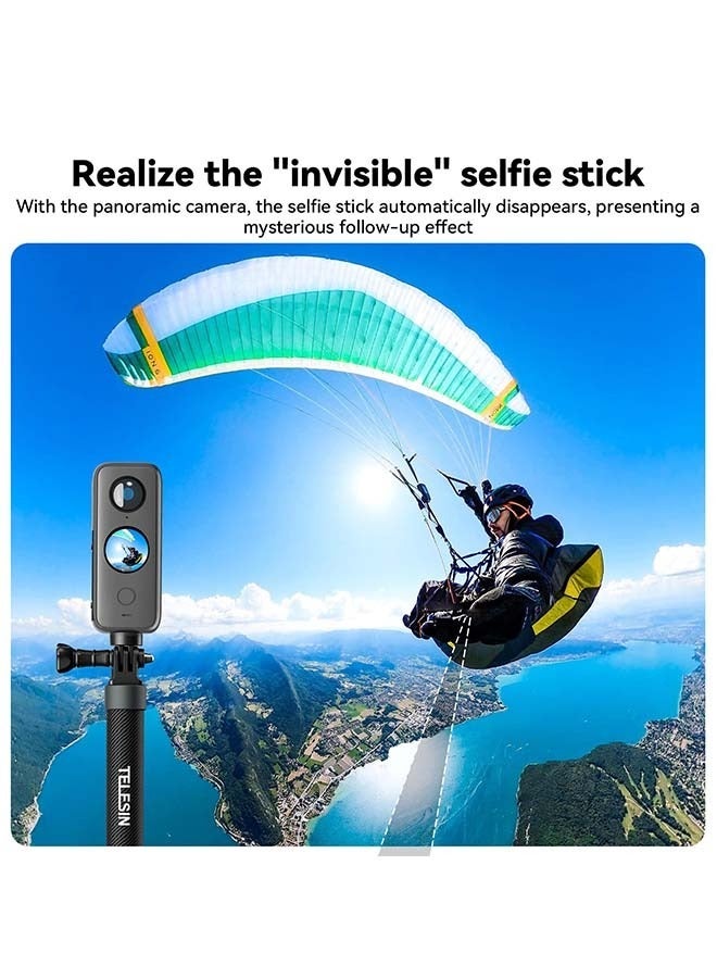 TELESIN Invisible Selfie Stick for GoPro Insta360 (120cm/47.2 inch), Lightweight Carbon Fiber Extension Pole for Go Pro Max Hero 11 10 9 8 7 6 5 One X2 X3 DJI Action 2 3 AKASO 360 Camera