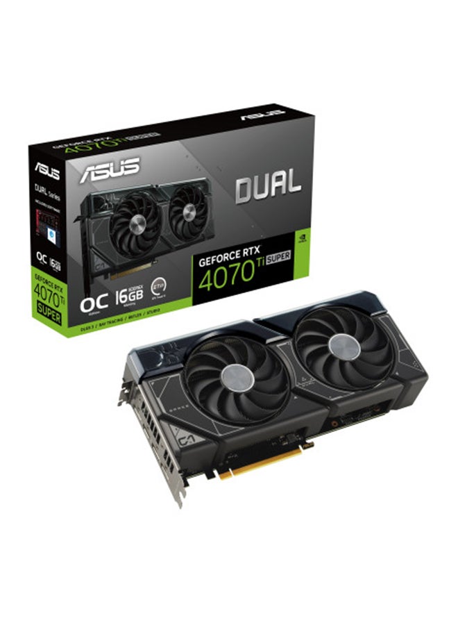 Dual GeForce RTX 4070 Ti Super OC Edition Graphics Card, 16GB GDDR6X 256-Bit Memory, 8448 CUDA Cores, 21 Gbps Memory Speed, 2655 MHz Boost Clock, PCI Express 4.0 | 90YV0KF3-M0NA00 Black