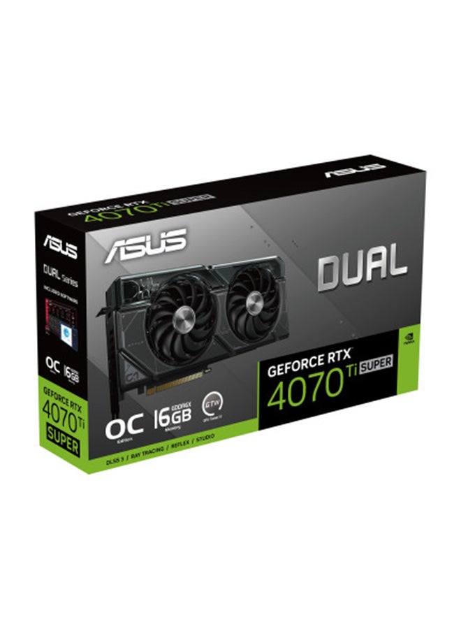 Dual GeForce RTX 4070 Ti Super OC Edition Graphics Card, 16GB GDDR6X 256-Bit Memory, 8448 CUDA Cores, 21 Gbps Memory Speed, 2655 MHz Boost Clock, PCI Express 4.0 | 90YV0KF3-M0NA00 Black