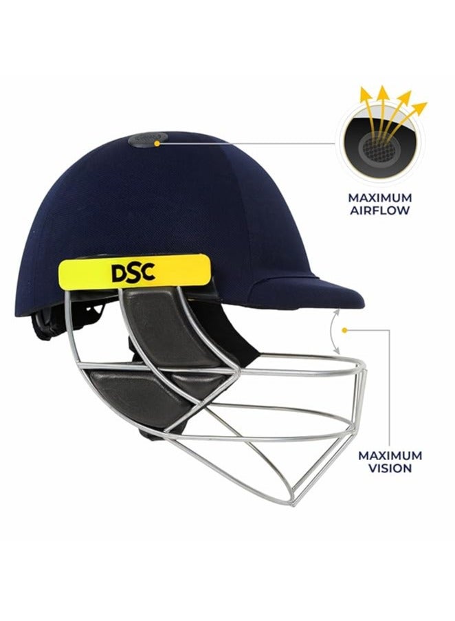 Avenger PRO Premium Cricket Helmet for Mens (Fixed Spring Steel Grill | Back Support Strap | Neck Guard | Lightweight)