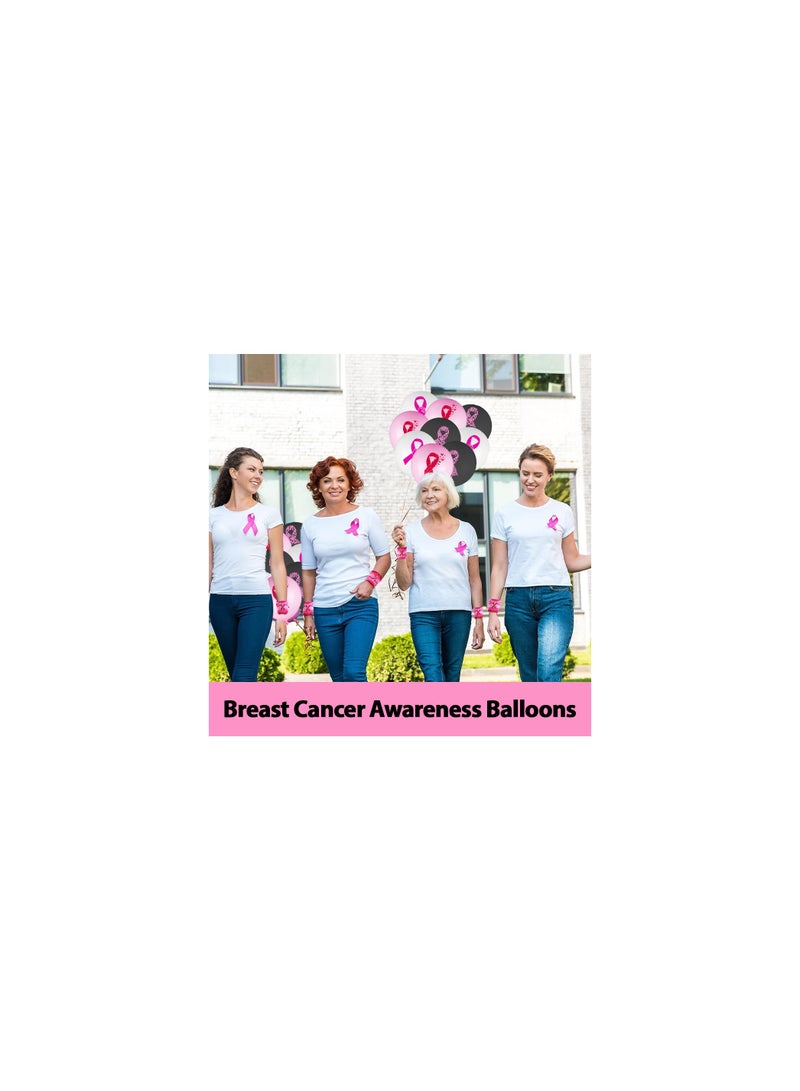 BreastCancer Awareness Balloons Pack of 60 Pcs - Party Decorations Balloons - Ideal for Charity Events, Fundraisers - October Pink Cancer Awareness Balloons Mixed(Pink, Black, White)