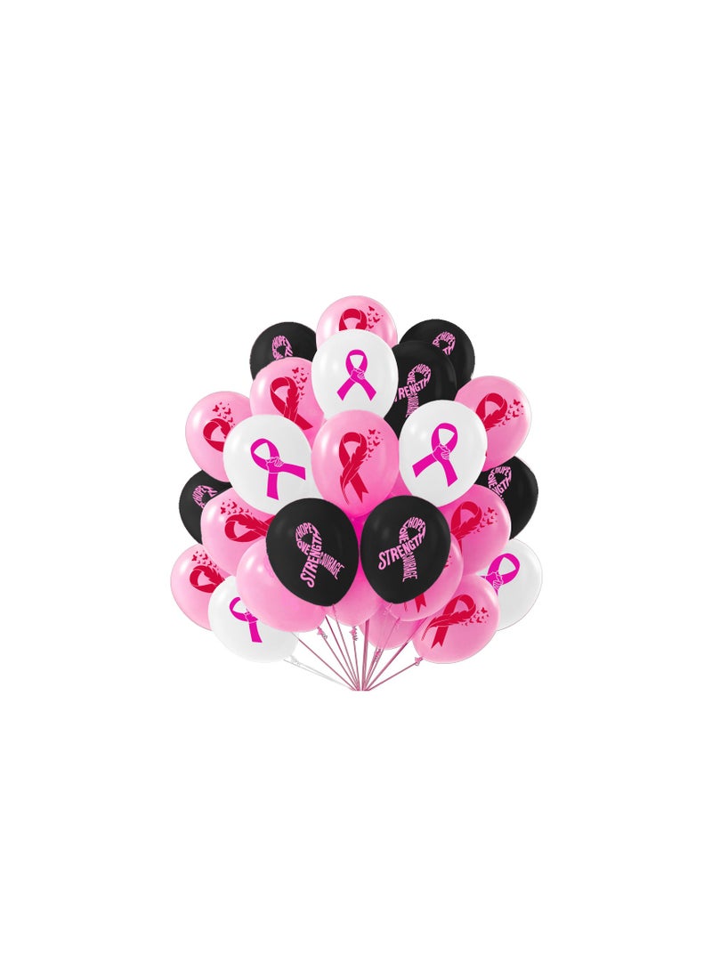 BreastCancer Awareness Balloons Pack of 60 Pcs - Party Decorations Balloons - Ideal for Charity Events, Fundraisers - October Pink Cancer Awareness Balloons Mixed(Pink, Black, White)