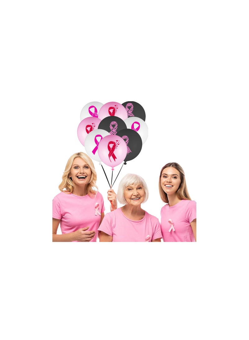 BreastCancer Awareness Balloons Pack of 60 Pcs - Party Decorations Balloons - Ideal for Charity Events, Fundraisers - October Pink Cancer Awareness Balloons Mixed(Pink, Black, White)