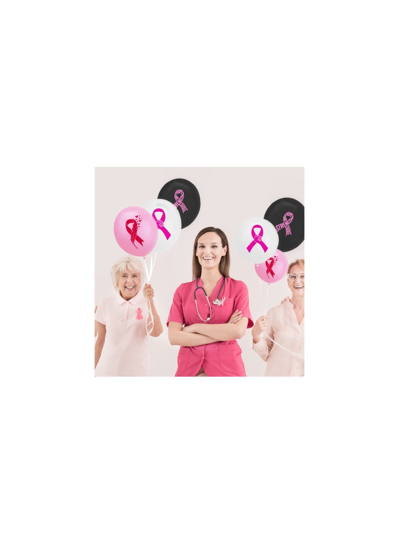 BreastCancer Awareness Balloons Pack of 60 Pcs - Party Decorations Balloons - Ideal for Charity Events, Fundraisers - October Pink Cancer Awareness Balloons Mixed(Pink, Black, White)