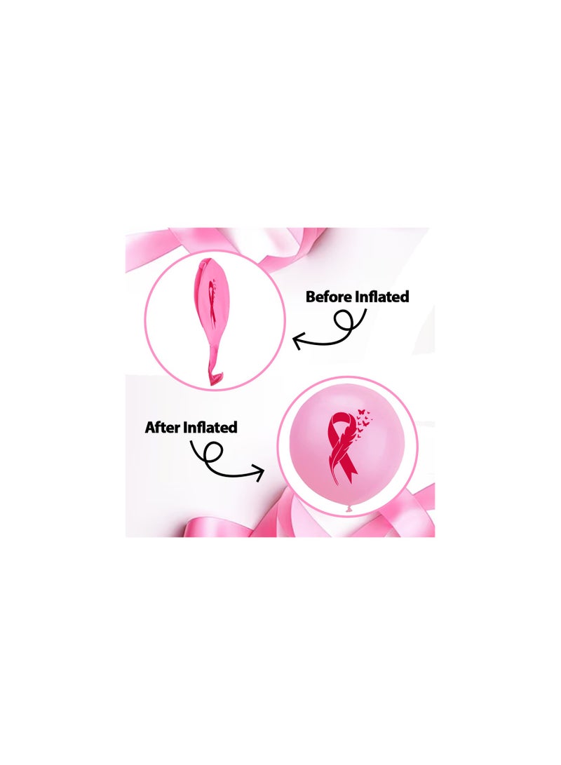 BreastCancer Awareness Balloons Pack of 60 Pcs - Party Decorations Balloons - Ideal for Charity Events, Fundraisers - October Pink Cancer Awareness Balloons (Pink)