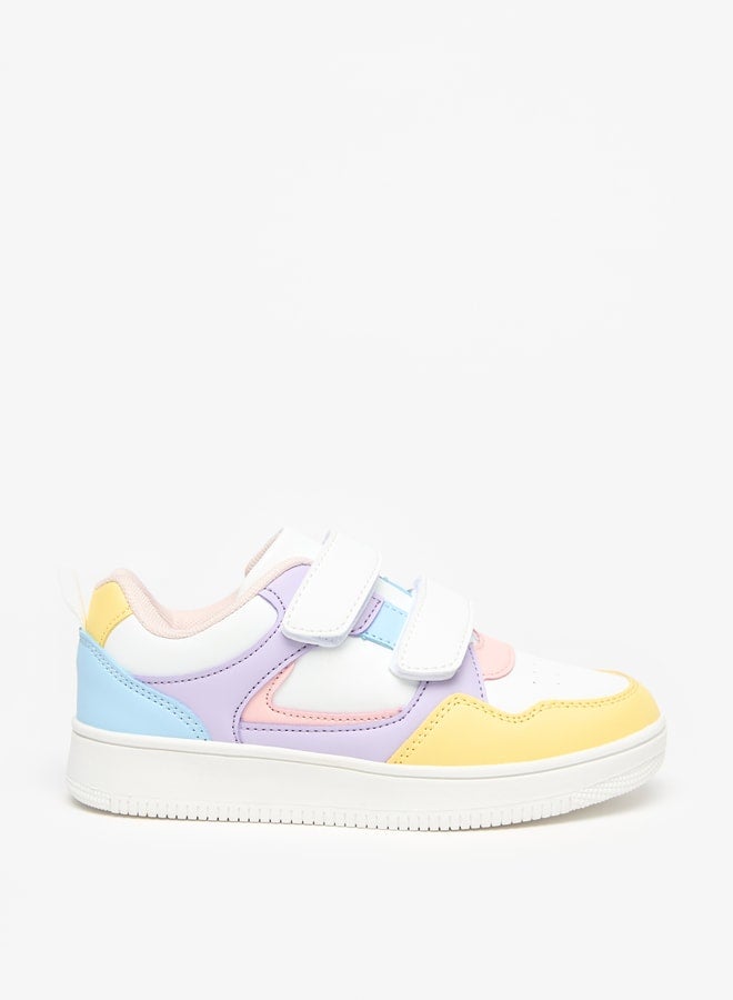 Girls Colourblock Sneakers With Hook And Loop Closure