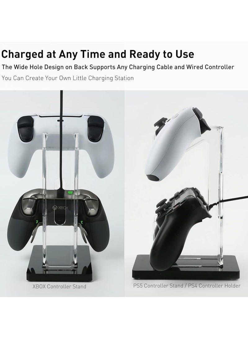 Universal Dual Controller Holder for PS4 PS5 Xbox ONE Switch, Controller Stand Gaming Accessories, Build Your Game Fortresses (Crystal Black)