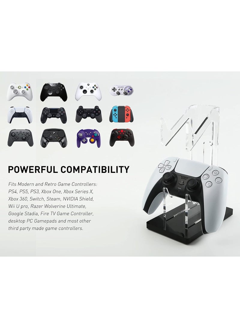 Universal Dual Controller Holder for PS4 PS5 Xbox ONE Switch, Controller Stand Gaming Accessories, Build Your Game Fortresses (Crystal Black)