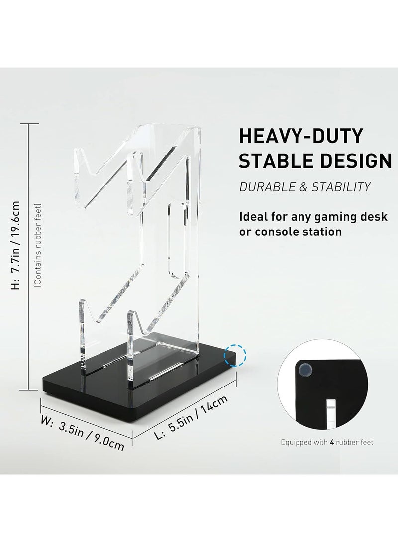 Universal Dual Controller Holder for PS4 PS5 Xbox ONE Switch, Controller Stand Gaming Accessories, Build Your Game Fortresses (Crystal Black)