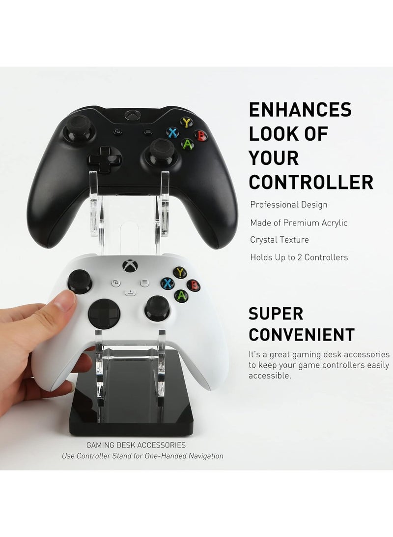 Universal Dual Controller Holder for PS4 PS5 Xbox ONE Switch, Controller Stand Gaming Accessories, Build Your Game Fortresses (Crystal Black)