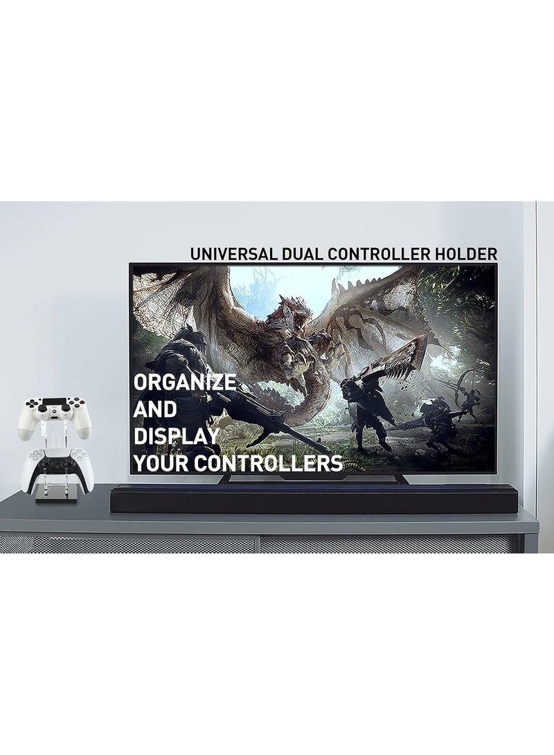 Universal Dual Controller Holder for PS4 PS5 Xbox ONE Switch, Controller Stand Gaming Accessories, Build Your Game Fortresses (Crystal Black)