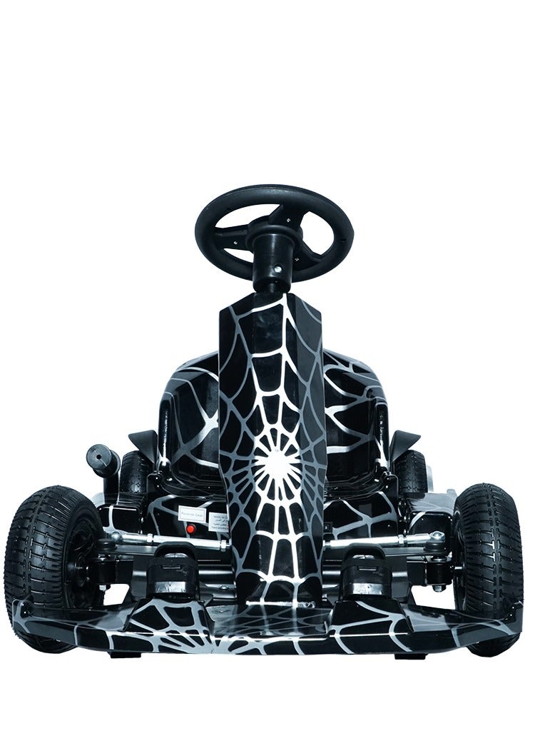 Kids Electric Go Kart Up to 65Kg Riders, 20KM/Hr, Wheel with LED Lights, Safety Kit Included, Black Spider