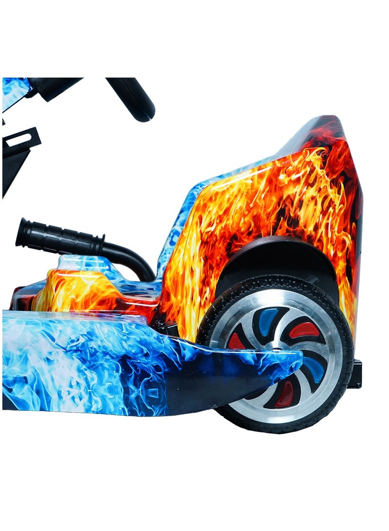 Kids Electric Go Kart Up to 65Kg Riders, 20KM/Hr, Wheel with LED Lights, Safety Kit Included, Red & Blue Fire