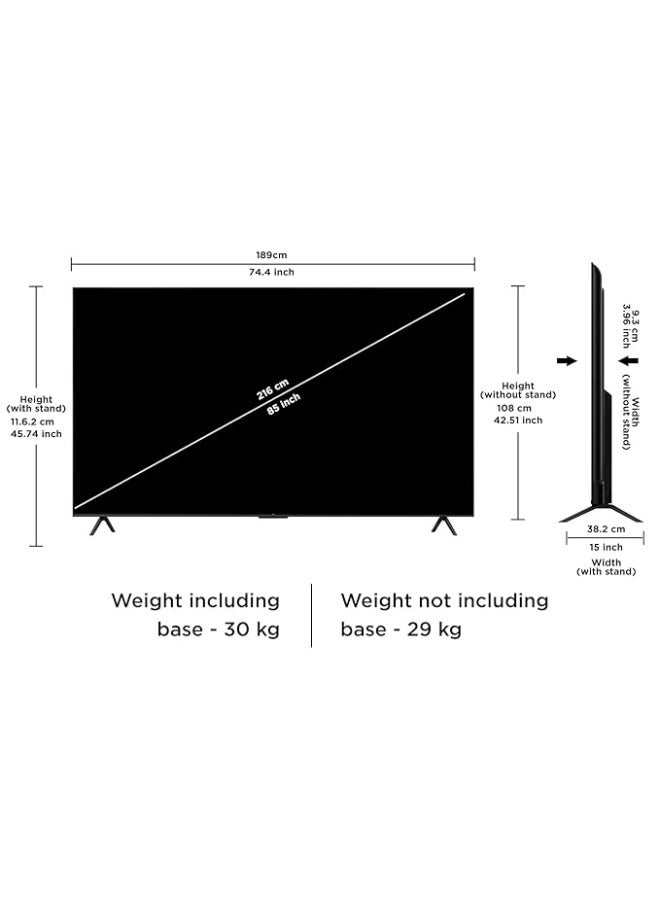 85 Inch 4K UHD HDR10+ Google TV 85P745 Brushed Titanium