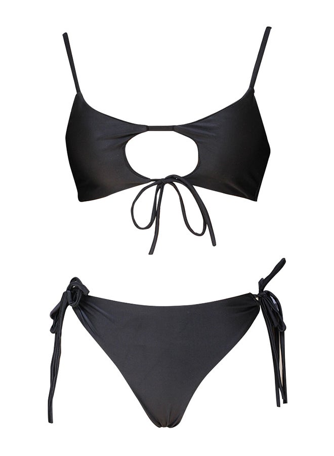 2-Piece Swimsuit Backless Summer Beach Bathing Suits Black