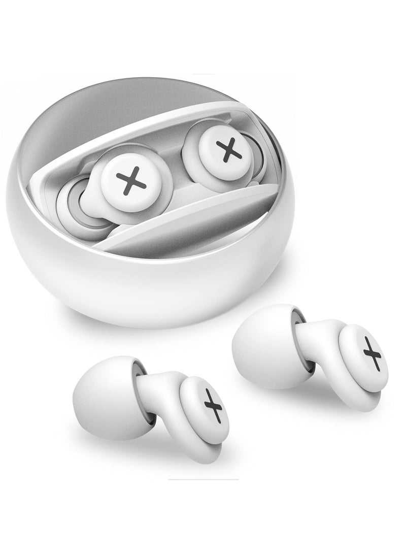 Noise Reduction Ear Plugs-40 dB Noise Cancelling Reusable Hearing Protection in Flexible Silicone for Sleeping, Traveling, Concerts, Work & Swimming,3 Wearing Styles, White