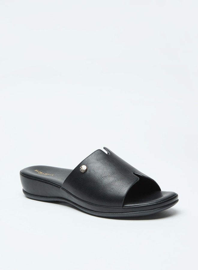 Solid Slip-On Open Toe Sandals