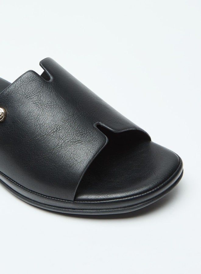 Solid Slip-On Open Toe Sandals